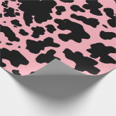 Moderne zwarte roze Koe Huidtextiel Dierafdrukken Cadeaupapier (Hoek)