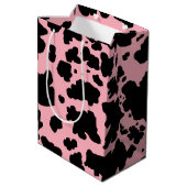 Moderne zwarte roze Koe Huidtextiel Dierafdrukken Medium Cadeauzakje (Achterkant Gekanteld)