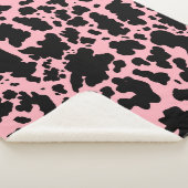 Moderne zwarte roze Koe Huidtextiel Dierafdrukken Sherpa Deken (3/4)