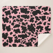 Moderne zwarte roze Koe Huidtextiel Dierafdrukken Sherpa Deken (Voorkant (horizontaal))