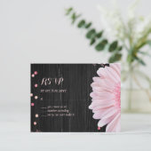 Moderne Zwarte Roze Madelief Bruiloft Briefkaart (Staand voorkant)