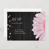 Moderne Zwarte Roze Madelief Bruiloft Briefkaart (Voorkant / Achterkant)