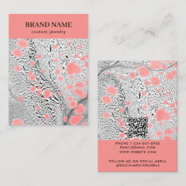Moderne Zwarte Roze Marmeren Sieraden Displaykaart Visitekaartje