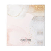 Moderne zwarte roze monogram naam abstract noteblo notitieblok (Voorkant)