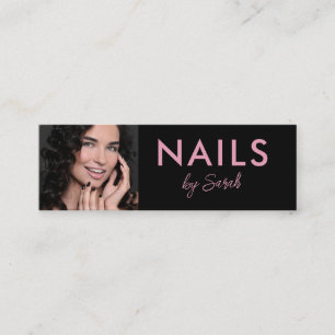 Moderne Zwarte Roze Nagelstylist Salon Foto Mini Visitekaartje