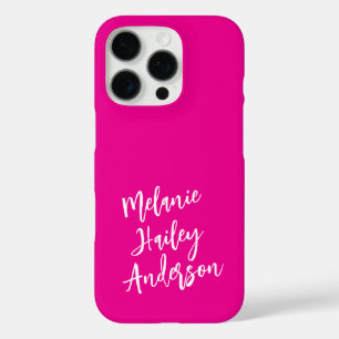 Moderne Zwarte Roze Persoonlijke Monogram Naam iPhone 16 Pro Hoesje
