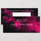 Moderne Zwarte & Roze Rook Cadeaubon/Certificaat (Voorkant / Achterkant)