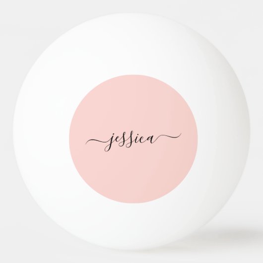 Moderne zwarte roze scriptnaam pingpongbal (Voorkant)