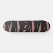 Moderne zwarte roze Waterverf Stripes Monogram Persoonlijk Skateboard (Horizontaal)