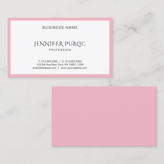 Moderne zwarte roze witte schone Sjabloon bovenaan Visitekaartje (Voorkant / Achterkant)