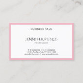 Moderne zwarte roze witte schone Sjabloon bovenaan Visitekaartje (Voorkant)