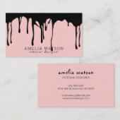 Moderne zwarte roze zwarte verf naadloos neerhalen visitekaartje (Voorkant / Achterkant)