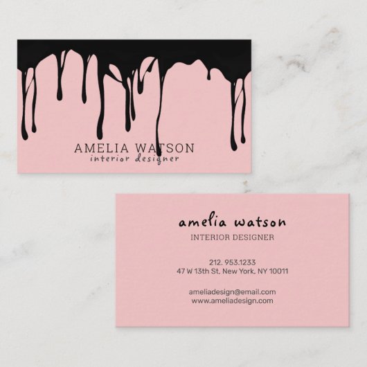 Moderne zwarte roze zwarte verf naadloos neerhalen visitekaartje (Voorkant / Achterkant)