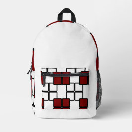 Moderne zwarte rugzak met Deep Red & White Square