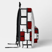 Moderne zwarte rugzak met Deep Red & White Square (Links)