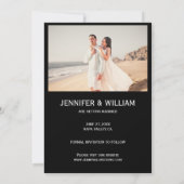 Moderne zwarte Save the Date-script fotocollage Kaart (Achterkant)