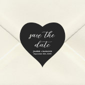 Moderne Zwarte "Save the date" Trouw Aankondiging Hart Sticker