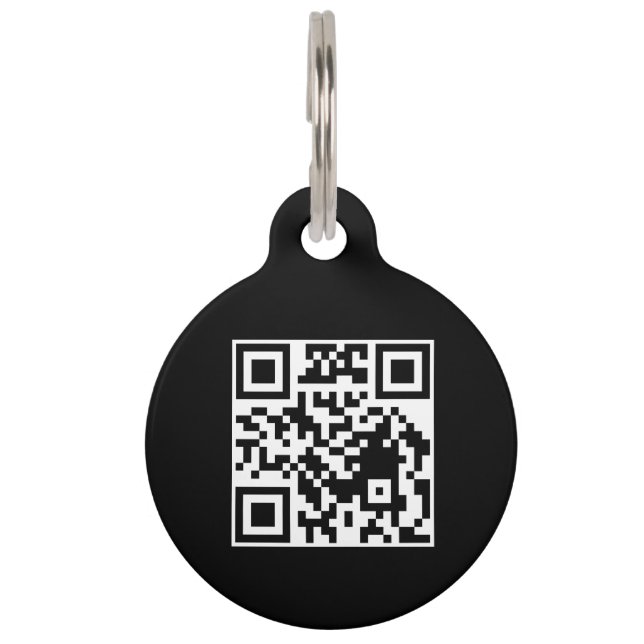 Moderne zwarte scanbare QR-code huisdier-ID Huisdierpenning (Voorkant)