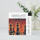 Moderne zwarte schaakstukken Afstuderen Kaart (Staand voorkant)