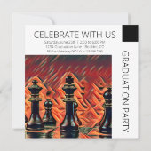 Moderne zwarte schaakstukken Afstuderen Kaart (Achterkant)