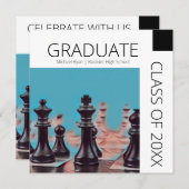 Moderne zwarte schaakstukken Afstuderen Kaart (Voorkant / Achterkant)