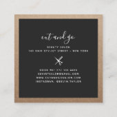 Moderne zwarte schaar branding haarstylist kraft vierkante visitekaartje (Achterkant)