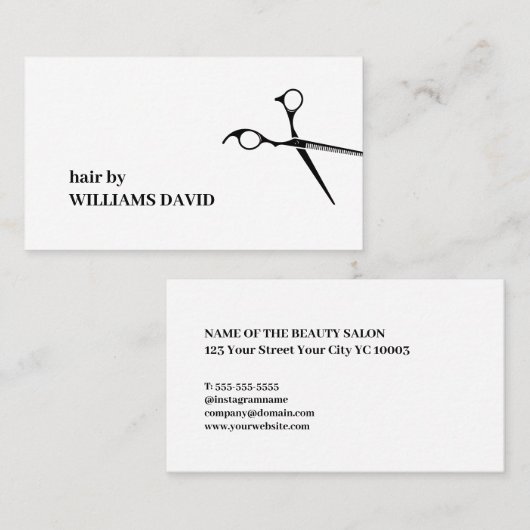 Moderne zwarte schaar, haarlijst visitekaartje (Voorkant / Achterkant)