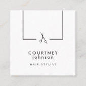 Moderne zwarte schaar Haarstylist Vierkante Visitekaartje (Voorkant)
