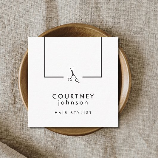 Moderne zwarte schaar Haarstylist Vierkante Visitekaartje