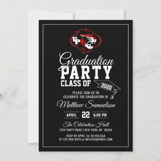 Moderne Zwarte School GRADUTION Party | LOGO toevo Kaart (Voorkant)