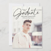 Moderne Zwarte Script 2 Foto Afstudeerfeest Kaart (Voorkant)