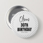 Moderne Zwarte Script 30e Verjaardag Chic & Minima Ronde Button 7,6 Cm (Voorkant /achterkant)