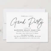 Moderne zwarte script afstudeerfeest kaart (Voorkant)
