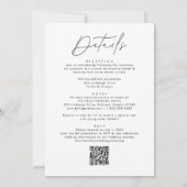 Moderne zwarte script all-in-één QR-code bruiloft Kaart (Achterkant)