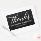 Moderne Zwarte Script Bedankt Geniet van Aankoop Rechthoekige Sticker (Envelop)