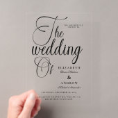 Moderne Zwarte Script Bruiloft Acryl Uitnodigingen (Insitu (Draagbaar))