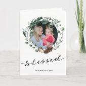 Moderne zwarte Script Elegant Eucalyptus Foliage Feestdagen Kaart (Voorkant)