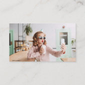 Moderne Zwarte Script Foto QR Code Minimaal Trendy Visitekaartje (Achterkant)