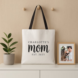 Moderne Zwarte Script Gevestigde Moeder Aangepaste Tote Bag