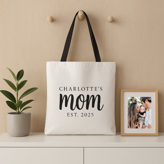 Moderne Zwarte Script Gevestigde Moeder Aangepaste Tote Bag