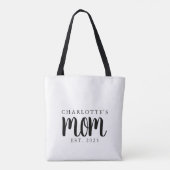 Moderne Zwarte Script Gevestigde Moeder Aangepaste Tote Bag (Achterkant)