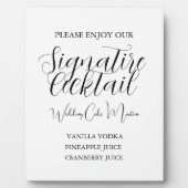 Moderne zwarte script huwelijks signature drank fotoplaat (Voorkant)