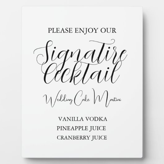 Moderne zwarte script huwelijks signature drank fotoplaat (Voorkant)