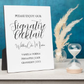 Moderne zwarte script huwelijks signature drank fotoplaat (Zijkant)