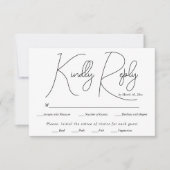 Moderne zwarte script kalligrafie witte bruiloft RSVP kaartje (Voorkant)