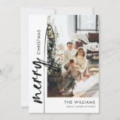 Moderne Zwarte Script Kerst Foto Vakantiekaart Feestdagenkaart (Voorkant)