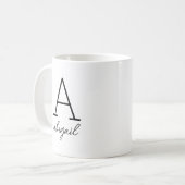 Moderne Zwarte Script Minimalistische Eenvoudige M Koffiemok (Voorkant links)