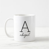 Moderne Zwarte Script Minimalistische Eenvoudige M Koffiemok (Links)