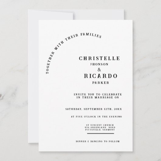 Moderne zwarte script, minimalistische trouwkaart kaart (Voorkant)