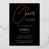 Moderne zwarte script Nieuwjaarsfeest uitnodiging (Voorkant)